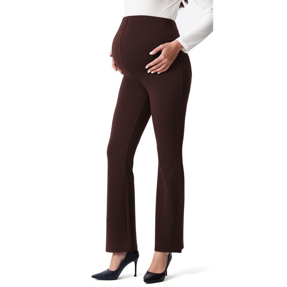 Womens Maternity Flare Leg Pants XS Dark Brown Rayon Nylon Spandex NWT